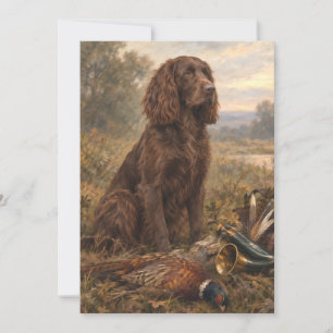 Wachtelhund Hunting Art , German Spaniel Invitation