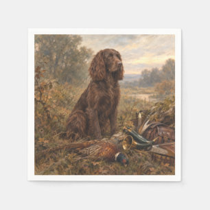 Wachtelhund Hunting Art , German Spaniel Napkin