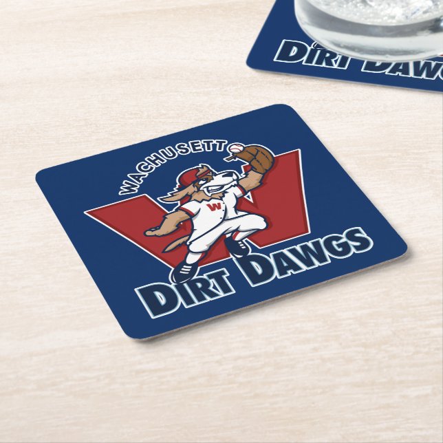 Wachusett Dirt Dawgs Collegiate Baseball Team Logo Square Paper Coaster (Angled)