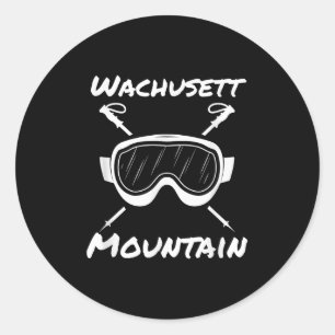 Wachusett Mountain Machusetts Skier Skiing Skis Go Classic Round Sticker