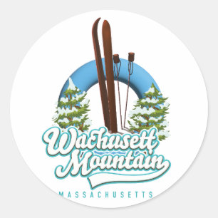 Wachusett Mountain Massachusetts ski logo Classic Round Sticker