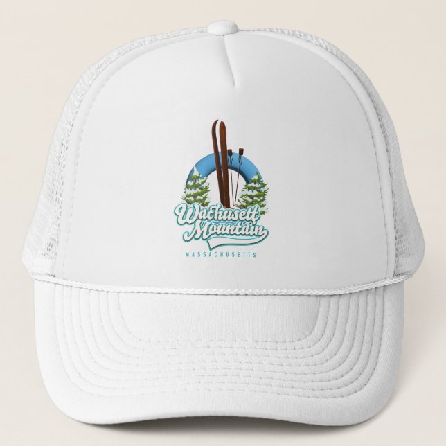 Wachusett Mountain Massachusetts ski logo Trucker Hat (Front)