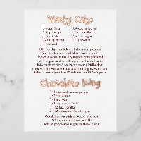 Wacky Cake and Chocolate Icing Recipes Postcard