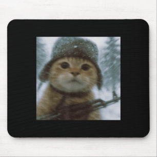 Wacky Cat Snow Kitten Soldier Selfie With Gun Meme Mouse Mat