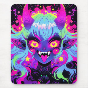 Wacky Demon Elf Anime Girl Tongue Out Mouse Mat
