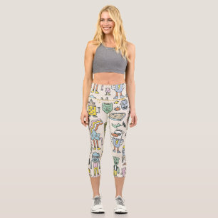 Wacky Doodles: Vintage Character Set Capri Leggings