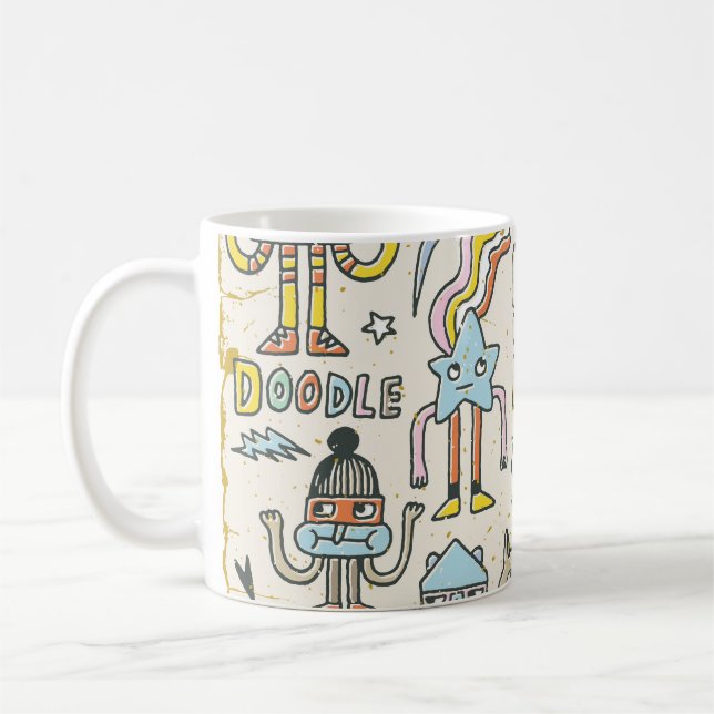 Wacky Doodles: Vintage Character Set Coffee Mug (Left)