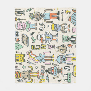 Wacky Doodles: Vintage Character Set Fleece Blanket