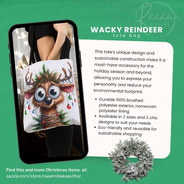 Wacky Reindeer Tote Bag (Creator Uploaded)