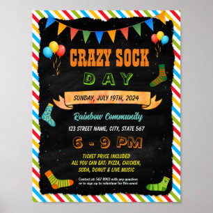 Wacky Socks Day flyer poster template