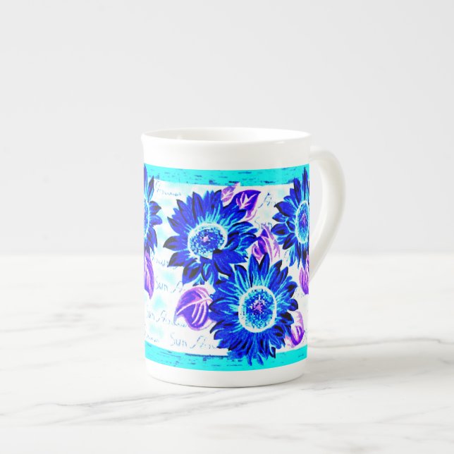 Wacky Sunflowers Bone China Mug (Front Right)