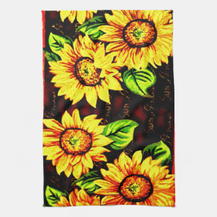 Wacky Sunflowers Tea Towel