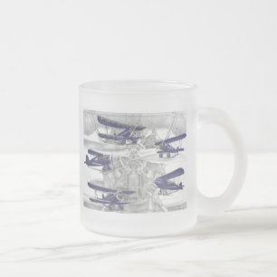 Waco Biplane Frosted Glass Coffee Mug