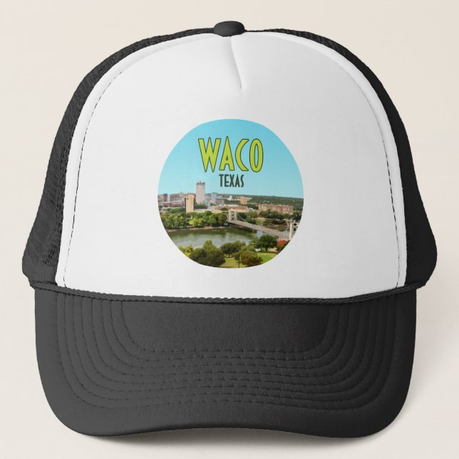 Waco Texas Brazos River Downtown Vintage Trucker Hat (Front)