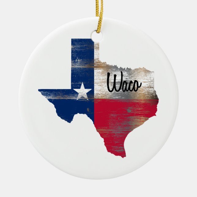 Waco Texas Ceramic Tree Decoration (Front)
