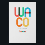 Waco Texas Mid Century, Pop Art, Faux Canvas Print<br><div class="desc">Waco Texas classic retro throwback style from the 60s 70s and 80s. Bright primary colours in the 20th-century abstract art style with simple geometric elements. Vintage pop art. Simple bold,  wear your hometown out loud.</div>