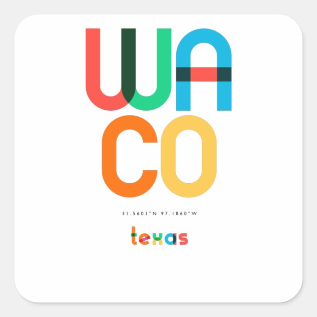 Waco Texas Mid Century, Pop Art, Square Sticker (Front)