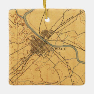 Waco Texas Vintage Map 1892 Ceramic Ornament