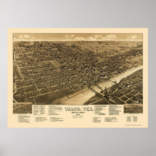 Waco, TX Panoramic Map - 1886 Poster