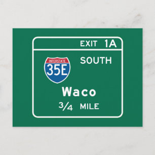 Waco, TX Road Sign Postcard