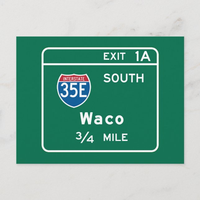 Waco, TX Road Sign Postcard (Front)