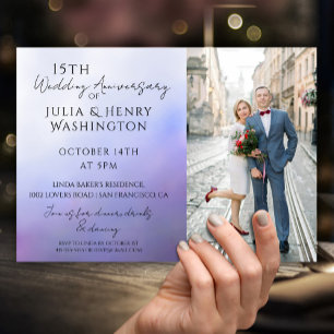 Wadding Anniversary Minimal Photo Soft Purple Invitation