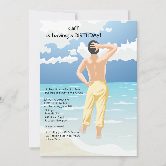 Wadding in the Sea Invitation (Front)