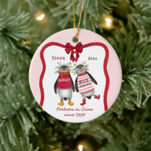 Waddle I Do Without You? Cute Couple's Christmas Ceramic Tree Decoration