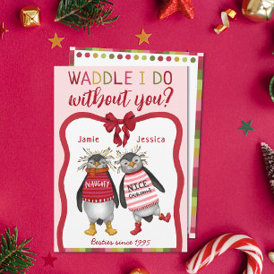 Waddle I Do Without You? Penguin Bestie Christmas  Holiday Card