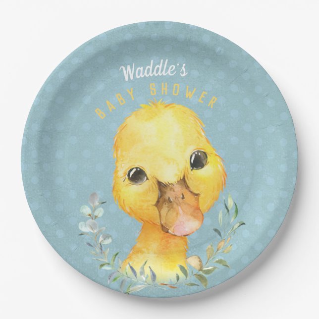 Waddle McQuackers Cute Duck Plate - Baby Shower (Front)
