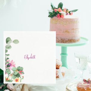 Waddle then Swaddle Pink Baby Shower Napkin