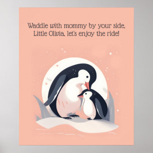 Waddle with Mummy   Penguin   Animal Nursery Art Poster