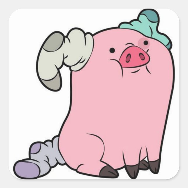 Waddles in socks square sticker (Front)