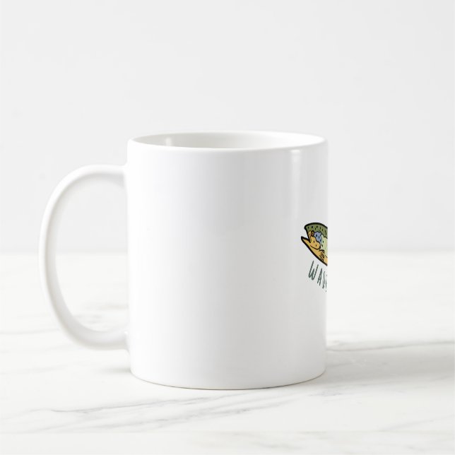 wade for it fishing pun coffee mug (Left)