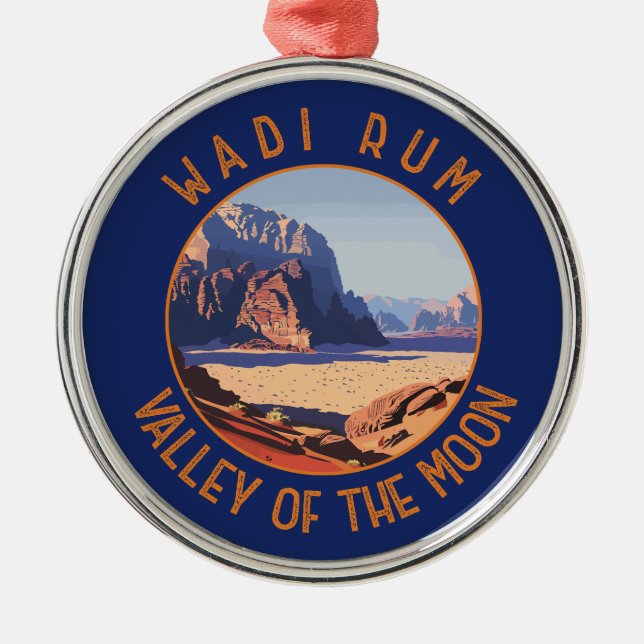 Wadi Rum Jordan Retro Distressed Circle Metal Tree Decoration (Front)