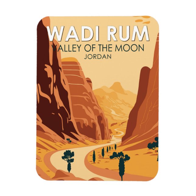 Wadi Rum Jordan Travel Art Vintage Magnet (Vertical)