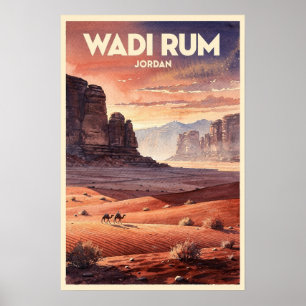 Wadi Rum Jordan Vintage Travel Poster