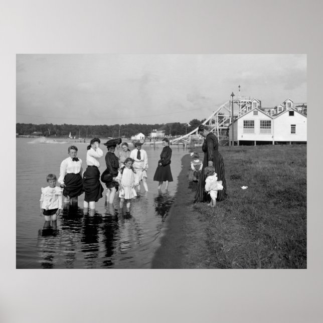 Wading at White Bear Lake, 1905 Poster (Front)