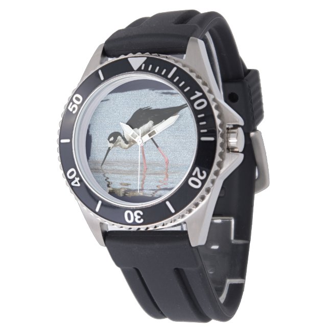 Wading Bird Black and White Coastal Beach Animal Watch (Angled)
