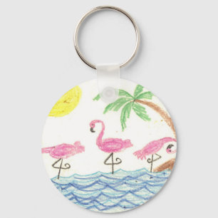 Wading Flamingos Key Ring