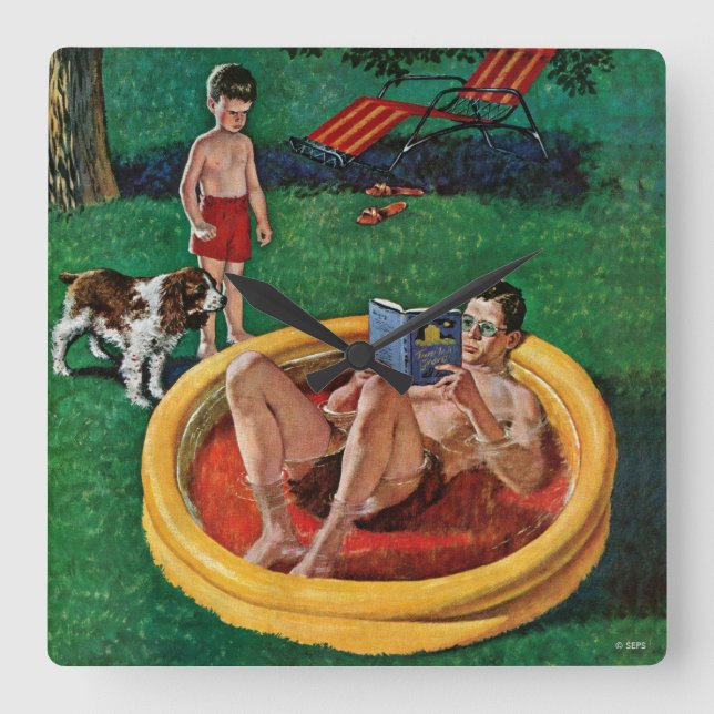 Wading Pool Square Wall Clock (Front)