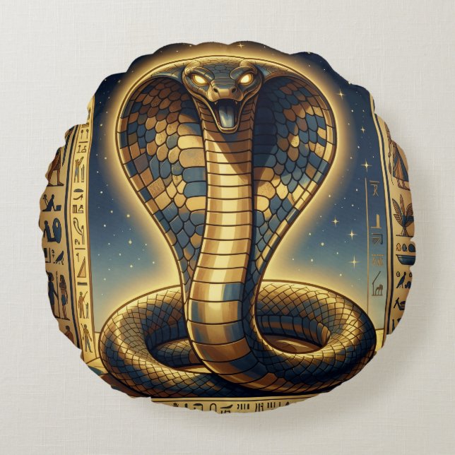 Wadjet – Egyptian Cobra Goddess´3 Round Cushion (Front)