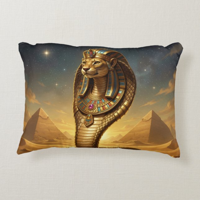 Wadjet – Egyptian Cobra Goddess Decorative Cushion (Back)