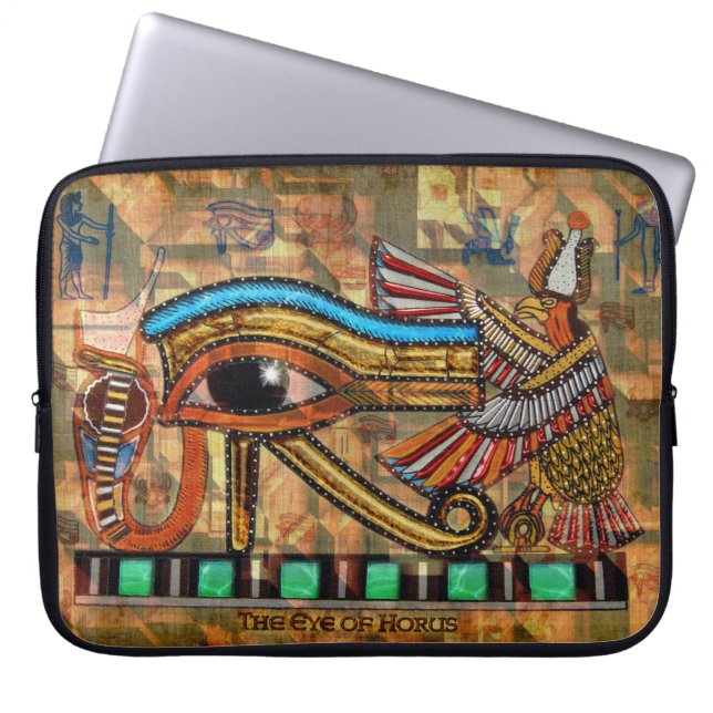 Wadjet Egyptian Eye of Horus III Art Laptop Sleeve (Front)