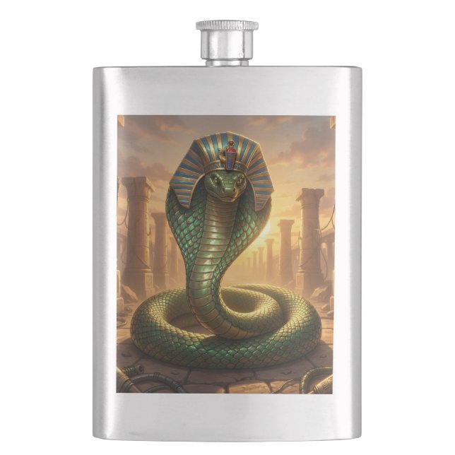 Wadjet – Egyptian Snake Goddess Hip Flask (Front)
