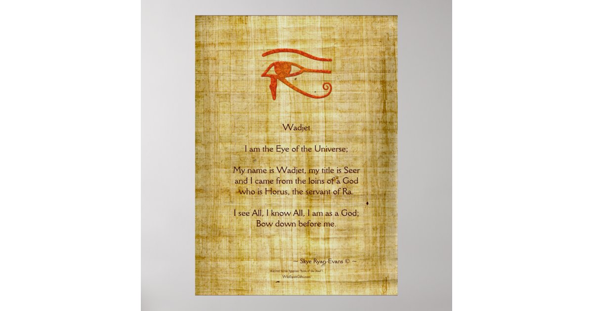 WADJET EYE OF RA & Poem Egyptian Art Print Zazzle.co.uk
