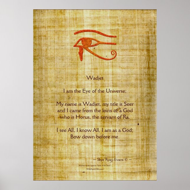 WADJET EYE OF RA & Poem Egyptian Art Print (Front)