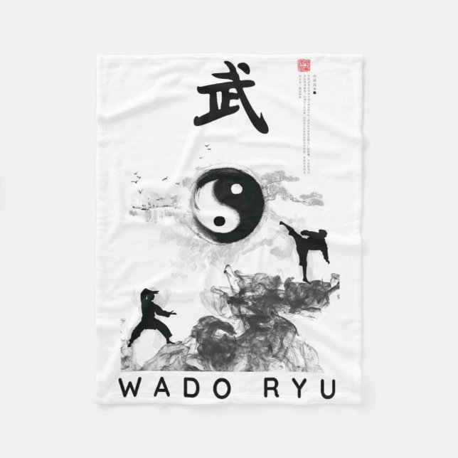 Wado Ryu Karate Uniform Karate Outfit Karate Calli Fleece Blanket (Front)