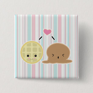 waffle and ice cream love 15 cm square badge