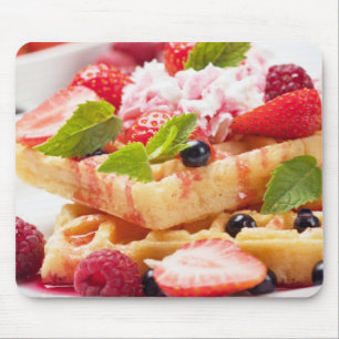 Waffle cake with fresh berry fruit mouse mat